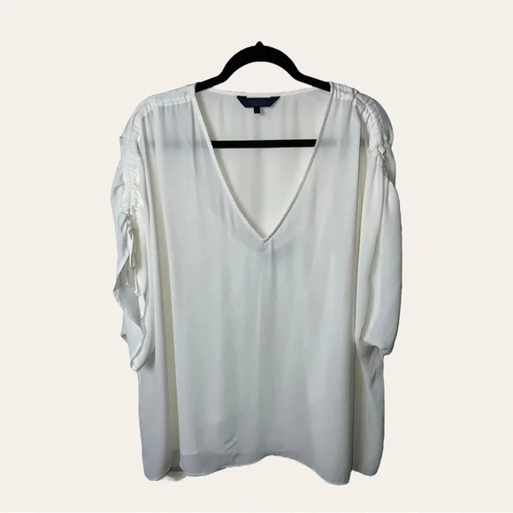 0986. RACHEL RACHEL ROY SHORT SLEEVE TOP CINCHED SLEEVES WITH TIE SIZE 1X - Picture 2 of 11